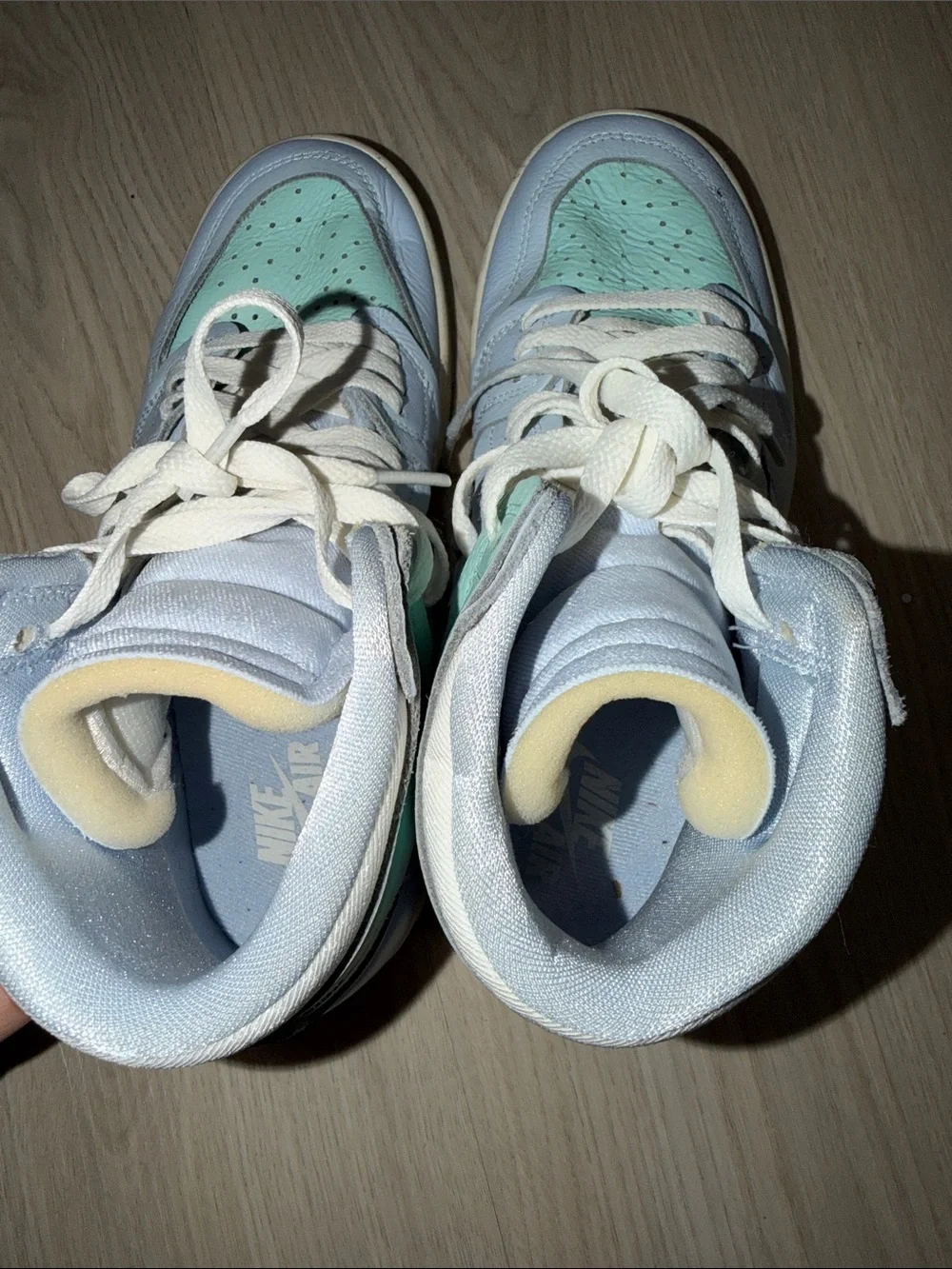 Kids Light Blue and Mint High-Top Sneakers